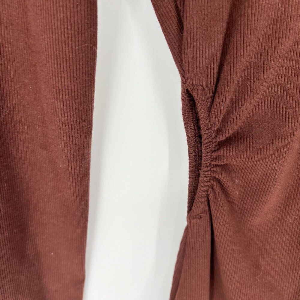 Zara Brown Bodycon Ruched Dress Side Cut Outs Size Medium - Picture 4 of 5
